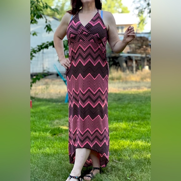 Retro Zigzag Maxi Summer Dress - Picture 1 of 3